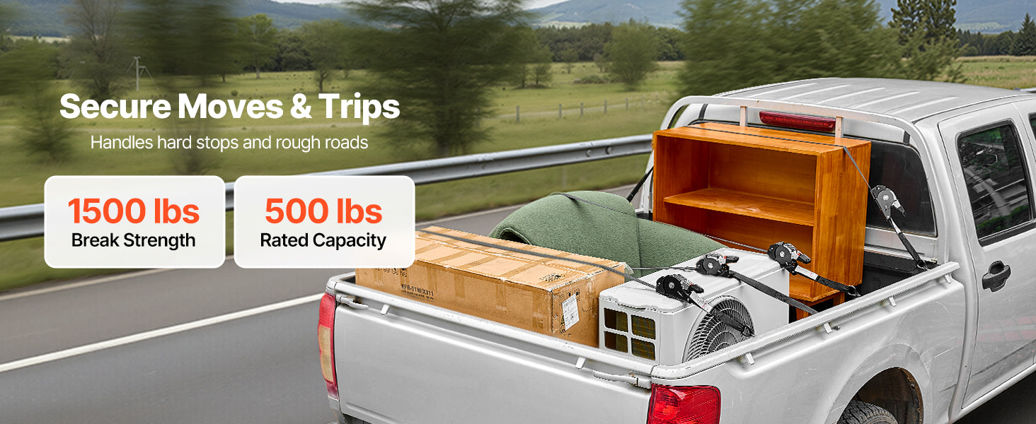 SucceBuy 4 Pack 1in x 6ft Retractable Ratchet Straps Tie Down Straps with S Hooks Tie Down Ratcheting for Moving Trailers