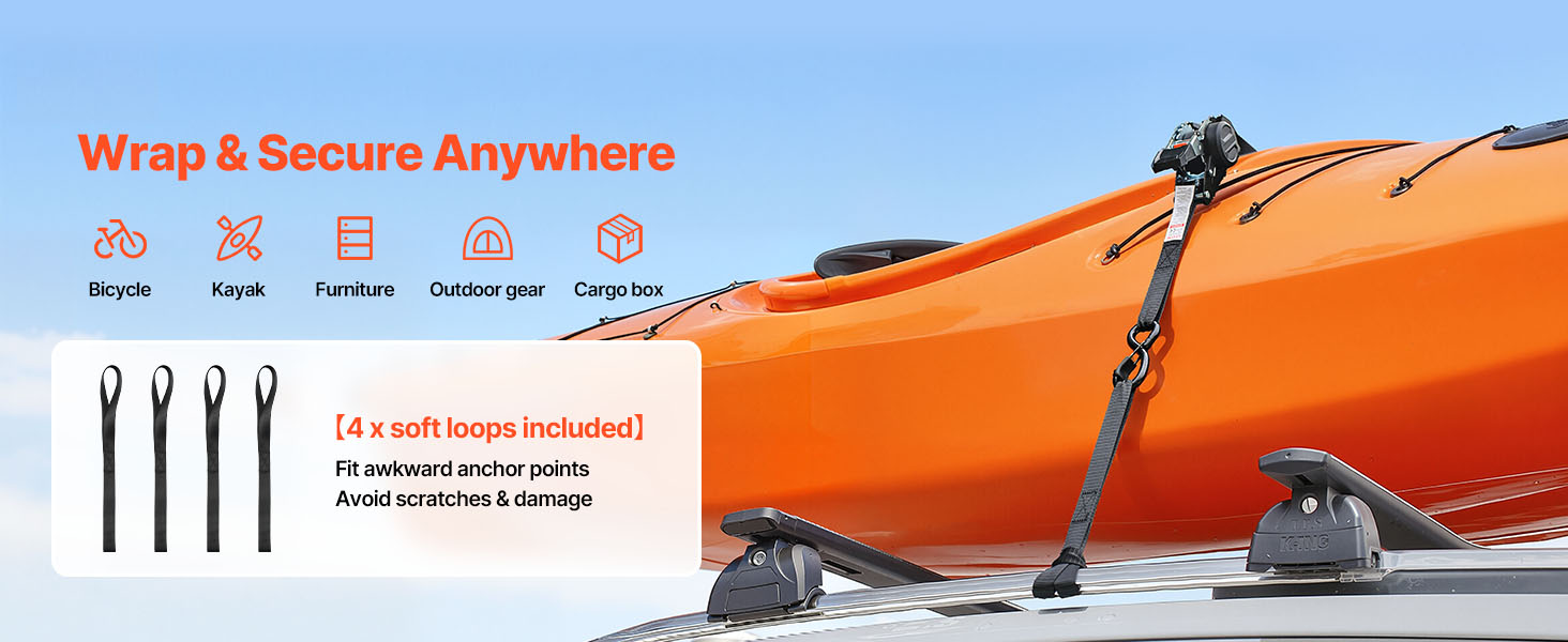 SucceBuy 4 Pack 1in x 6ft Retractable Ratchet Straps Tie Down Straps with S Hooks Tie Down Ratcheting for Moving Trailers