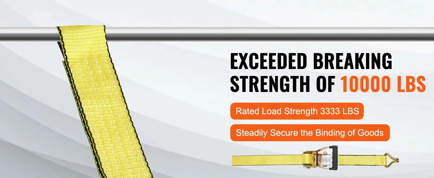 Ratchet Tie Down Straps 4-Pack 10000 lb Break Strength Double J Hooks-2 inx27ft 4 Pcs / United States