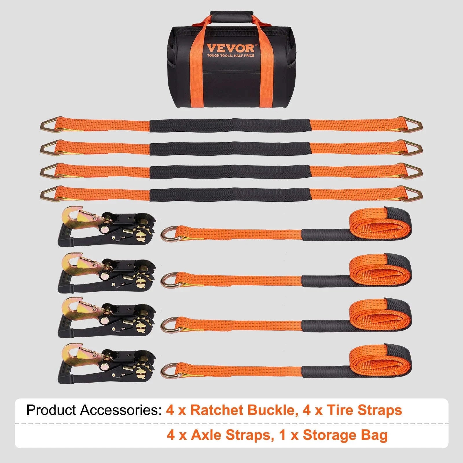 Ratchet Tie Down Straps Kit 2 in x 96 in / 120 in with Snap Hooks-XMS-1 / United States