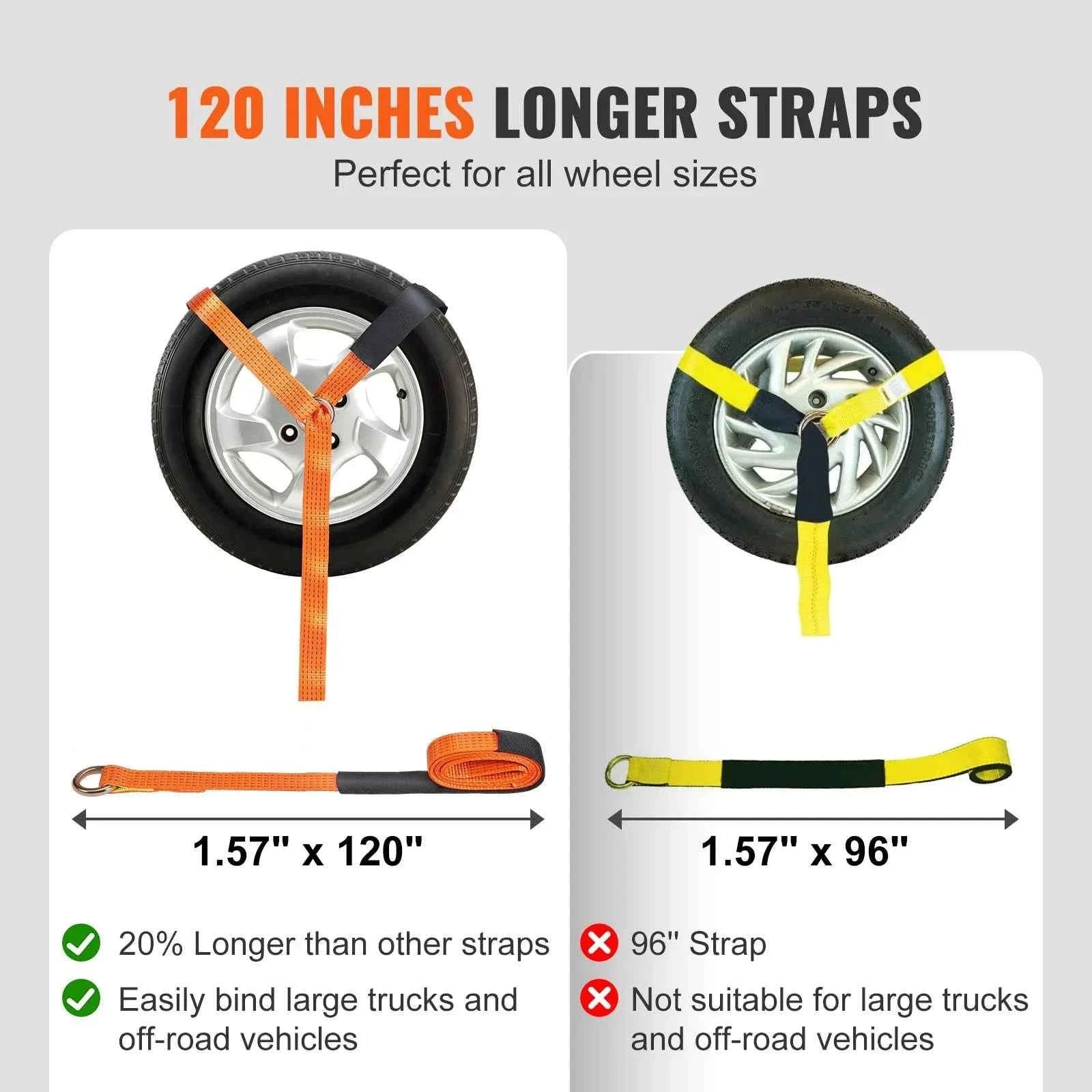 Ratchet Tie Down Straps Kit 2 in x 96 in / 120 in with Snap Hooks-XMS-1 / United States