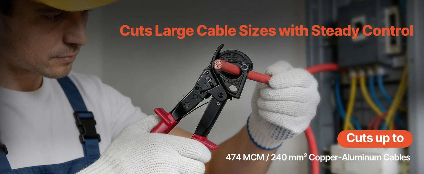 Ratcheting Cable Cutter with PVC-Coated Handles-23.5 cm H.Leverage / spain