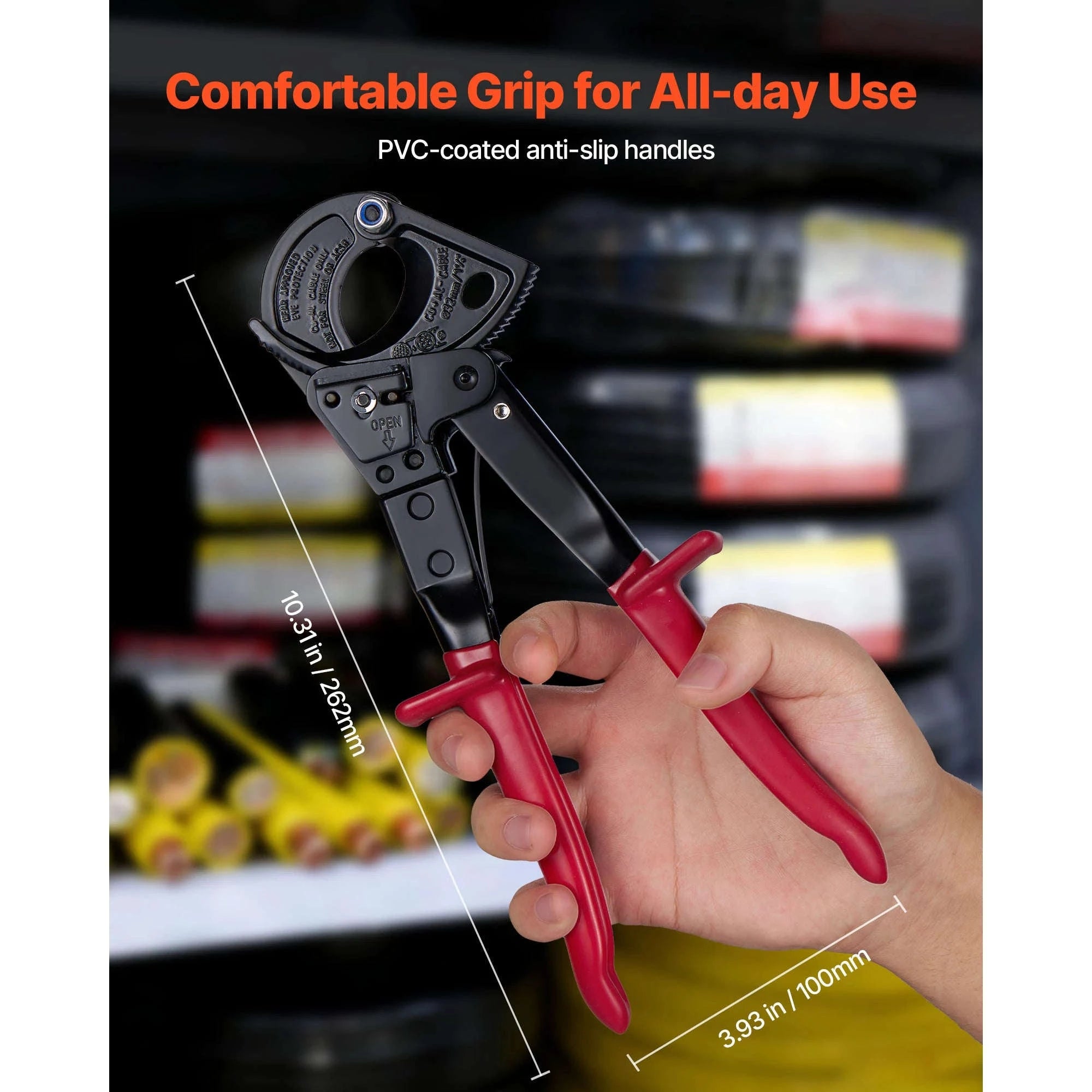Ratcheting Cable Cutter with PVC-Coated Handles-23.5 cm H.Leverage / spain