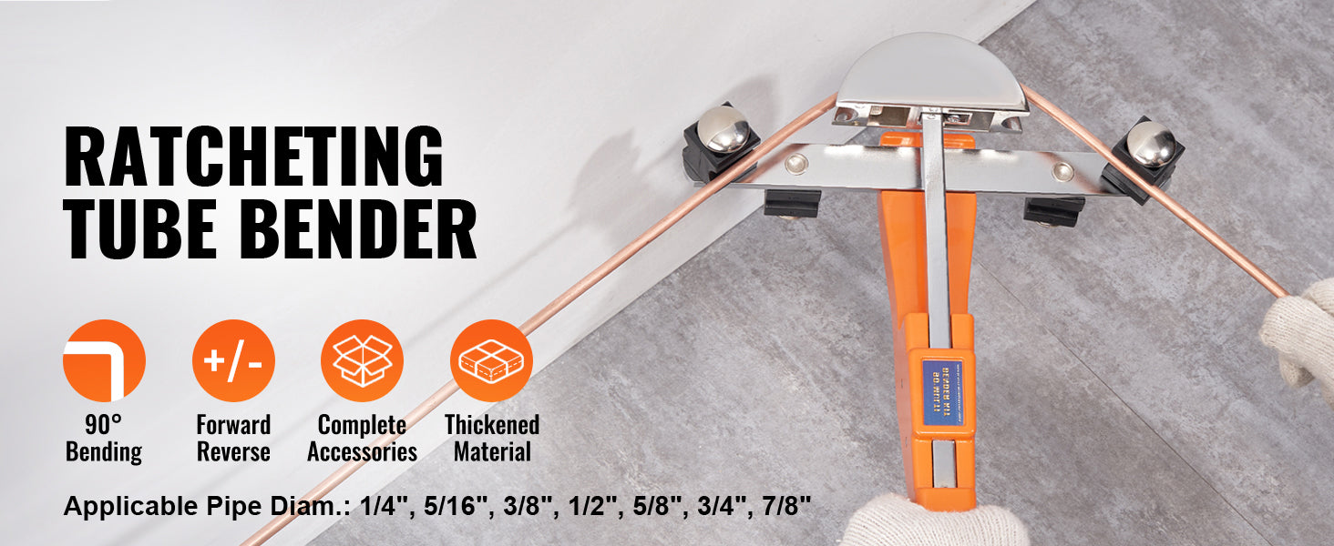 Ratcheting Pipe Tube Bender Kit with 7 Dies & Cutter Set