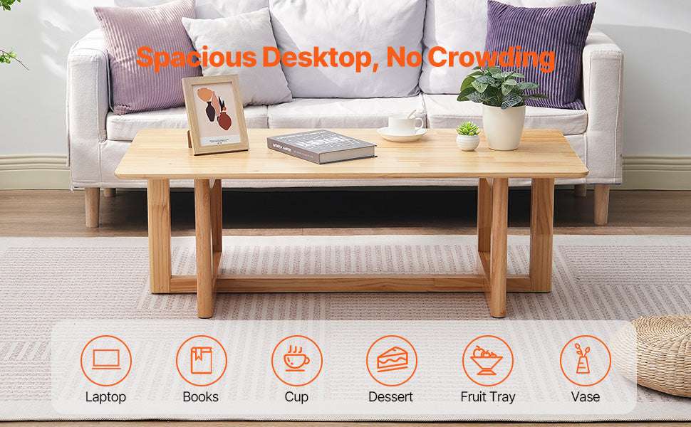 Rattan Coffee Table with Storage Shelf Boho Rectangle 42–47in-45 inch / United States