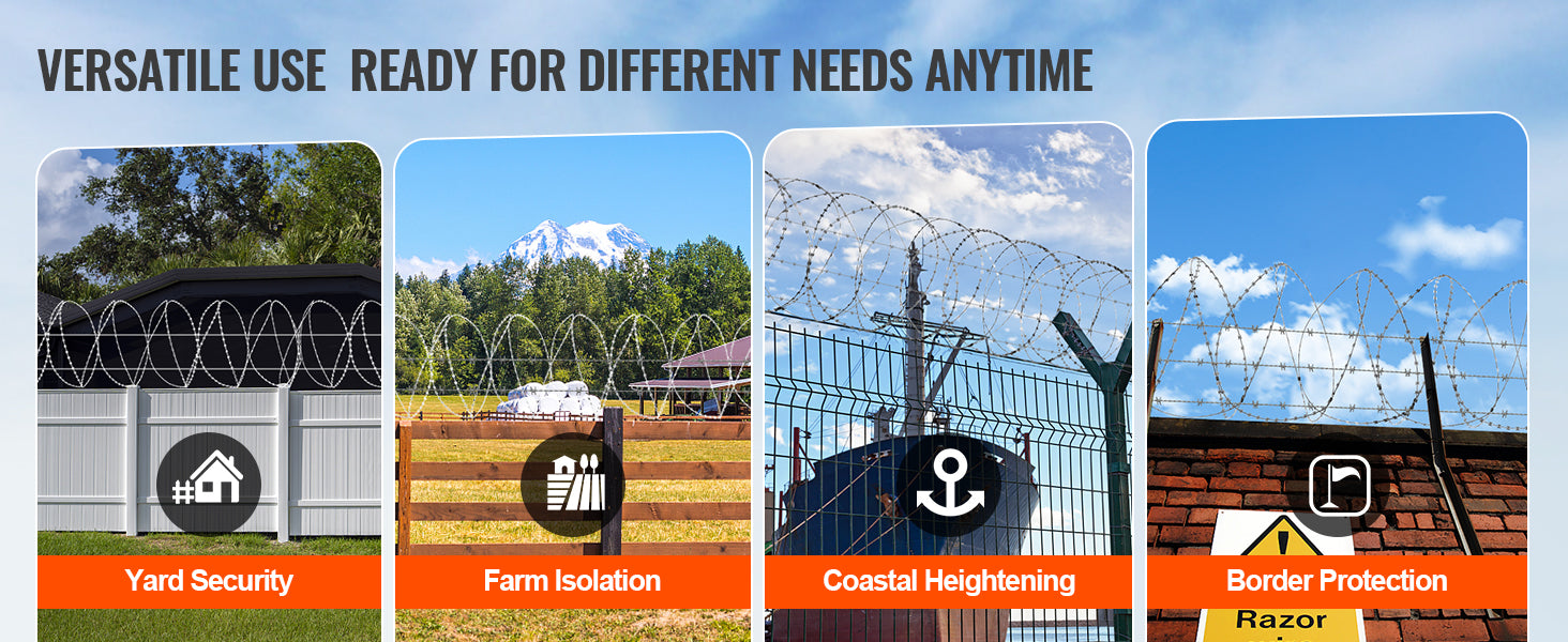 SucceBuy Razor Wires Razor Barbed Wire Razor Wire Fencing Fence Double Spiral Barbed Wire Galvanized Wire Rolls Razor for Garden