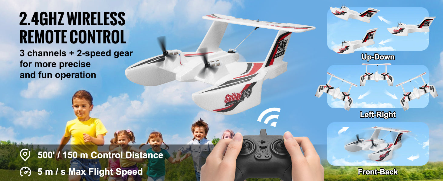 Aereo RC Anfibio 2,4 GHz 3CH Telecomandato per Principianti