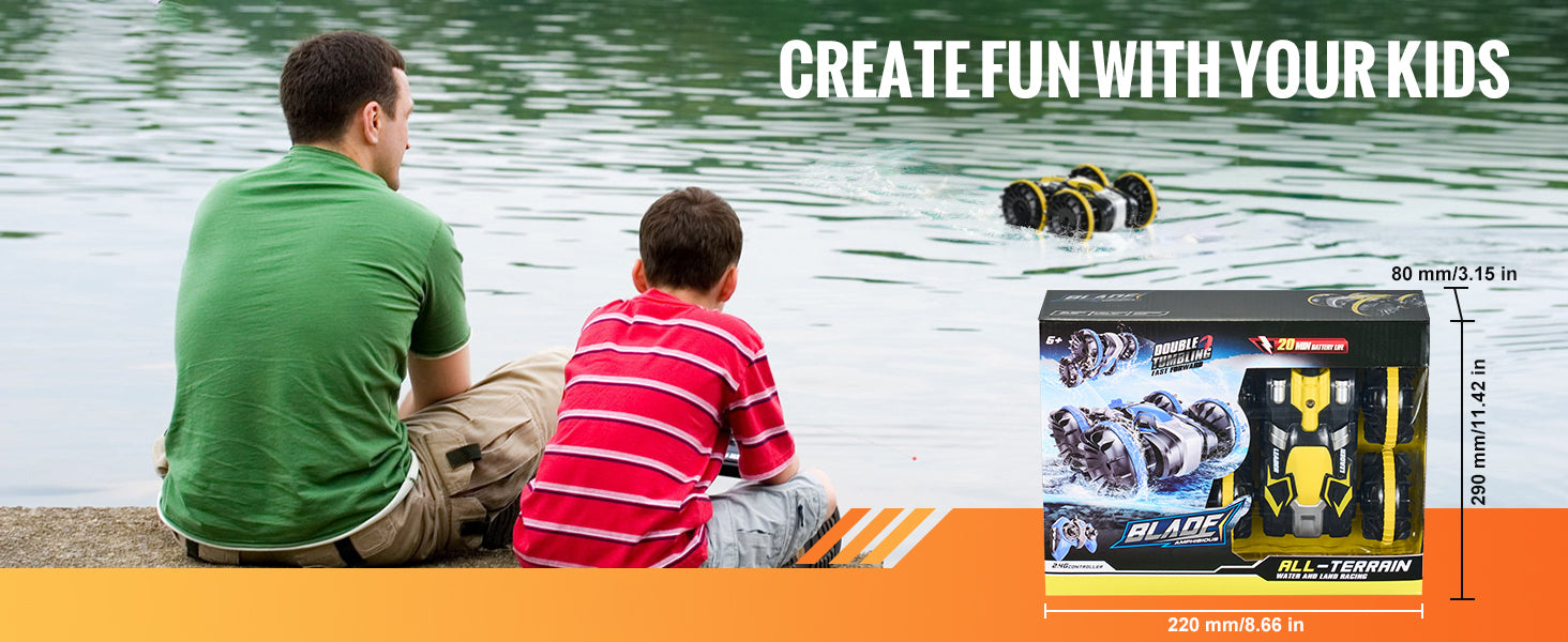 Auto RC anfibia 2.4GHz per acrobazie, veicolo per terra e acqua