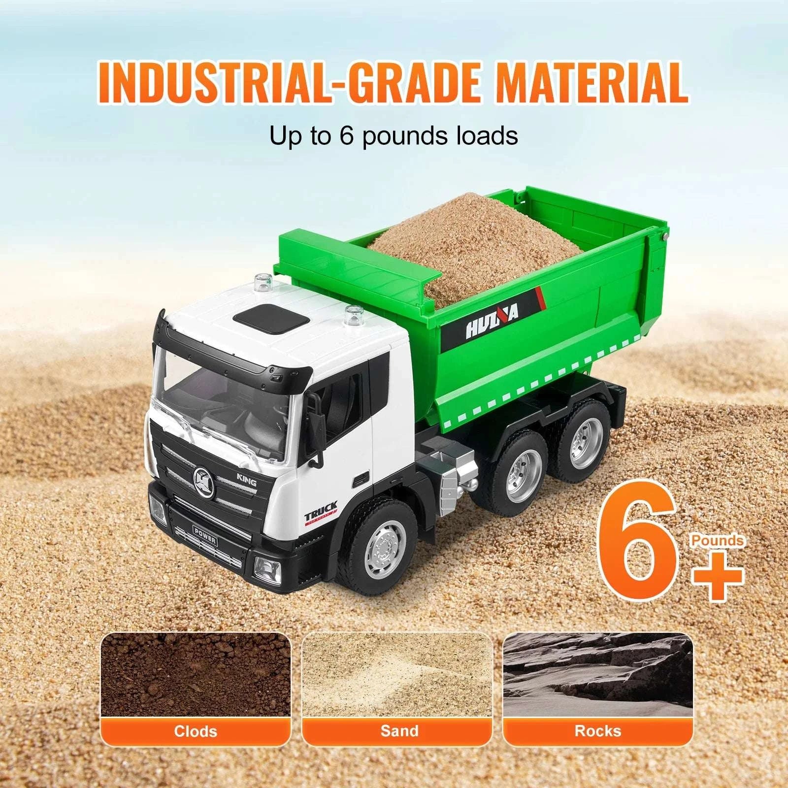 RC Dump Truck Toy 9-Channel Remote Control Construction Vehicle-Green / United States