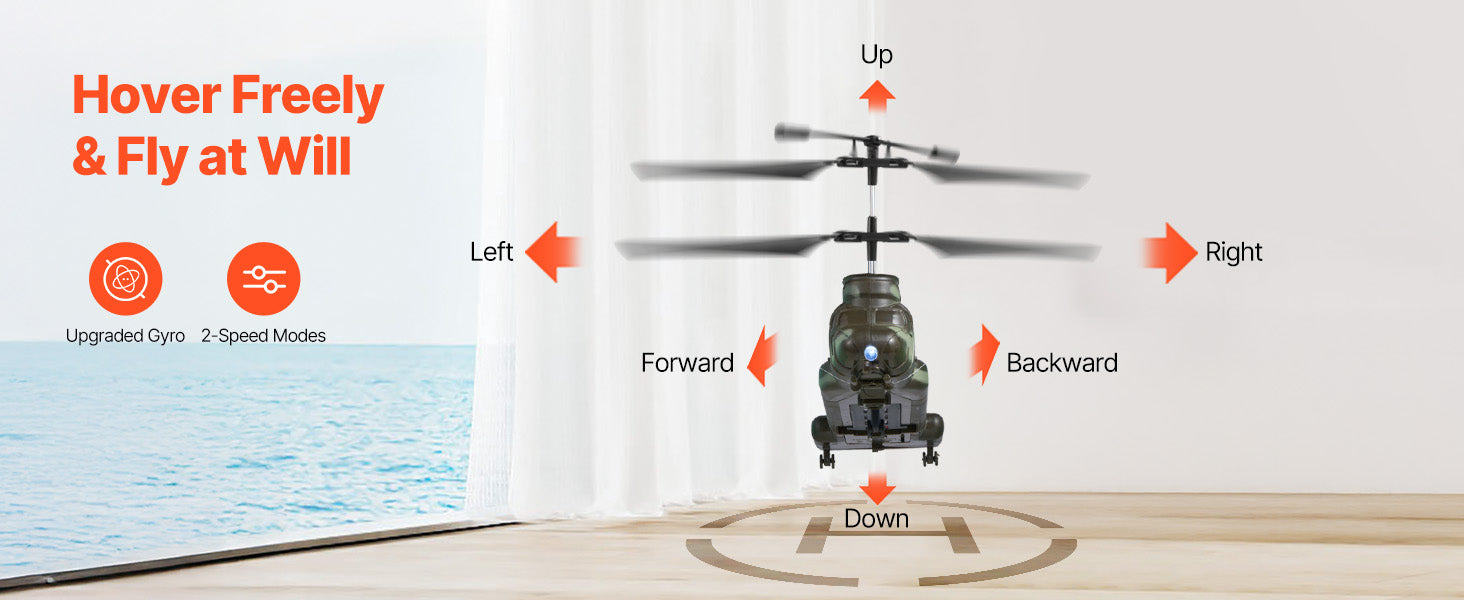 3,5-kanals RC-helikopter med LED-lys og nem betjening