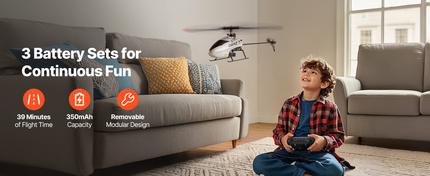 2.4GHz RC Helicopter 4-Channel with Gyro & One-Key Takeoff