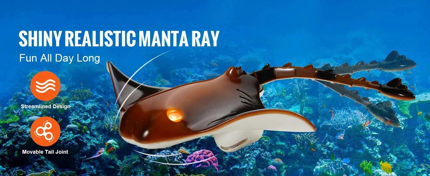 RC Manta Ray Remote Control Water Toy with Dual Propellers-Brown / CZECH REPUBLIC