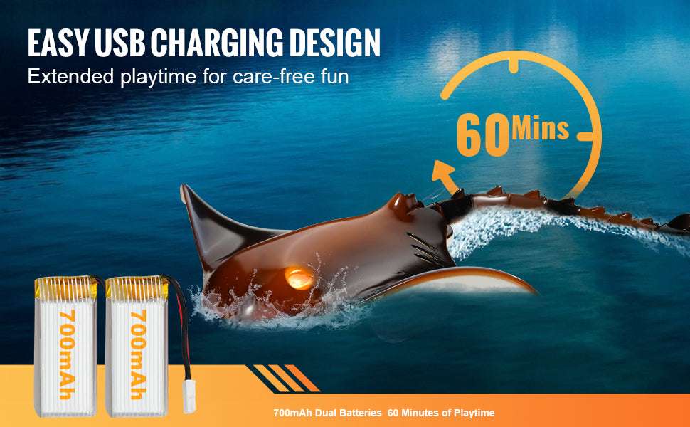 RC Manta Ray Remote Control Water Toy with Dual Propellers-Brown / CZECH REPUBLIC