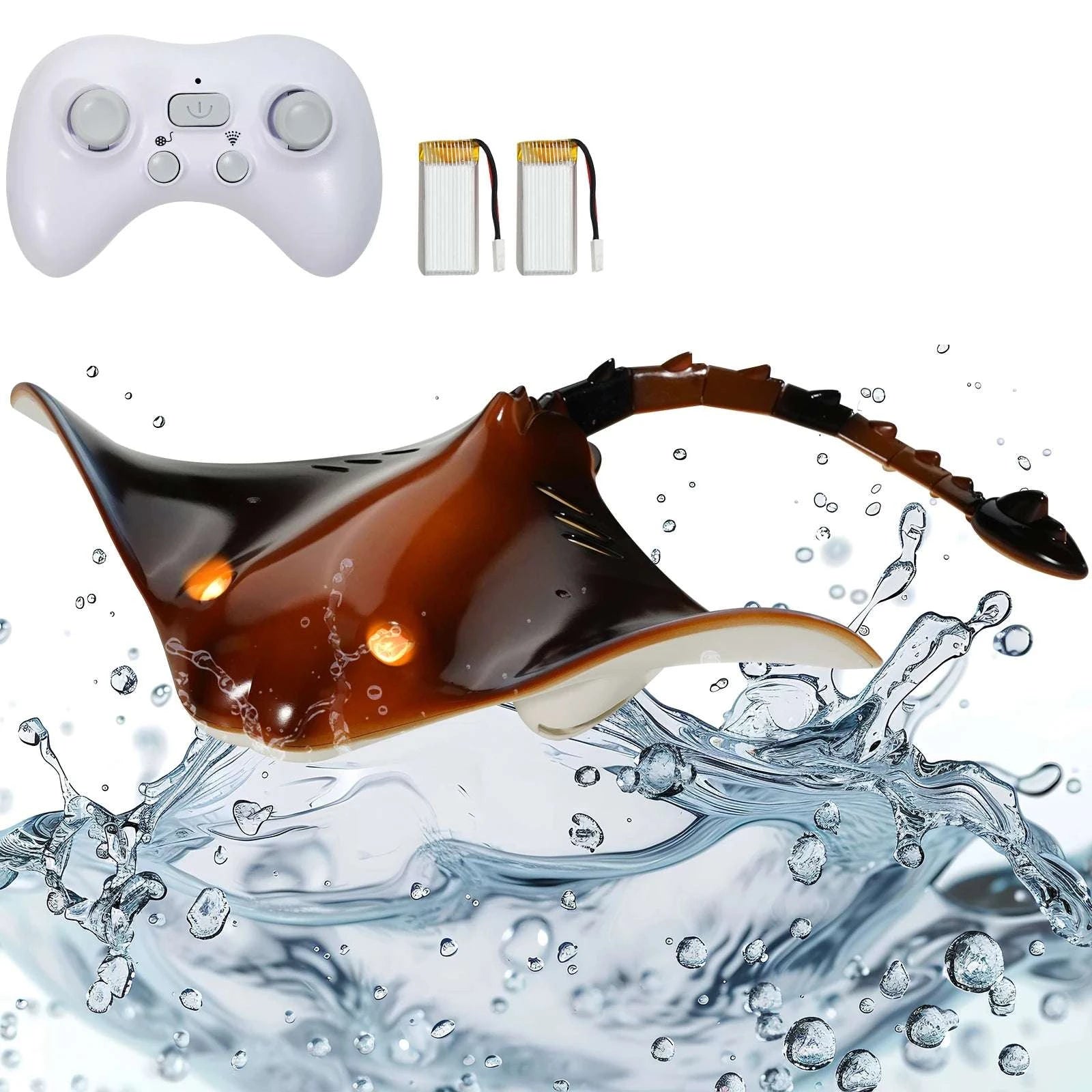 RC Manta Ray Remote Control Water Toy with Dual Propellers-Brown / CZECH REPUBLIC