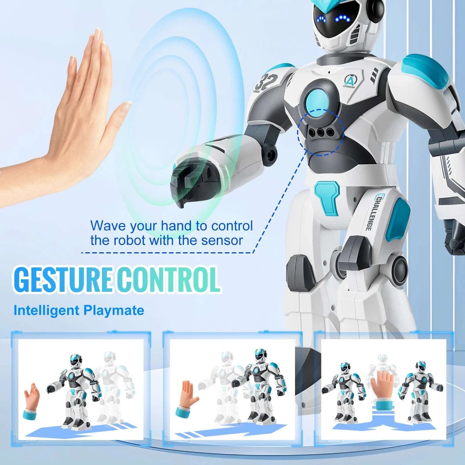 RC Smart Robot Toy with Voice Control, Gestures & Programming-White / United States