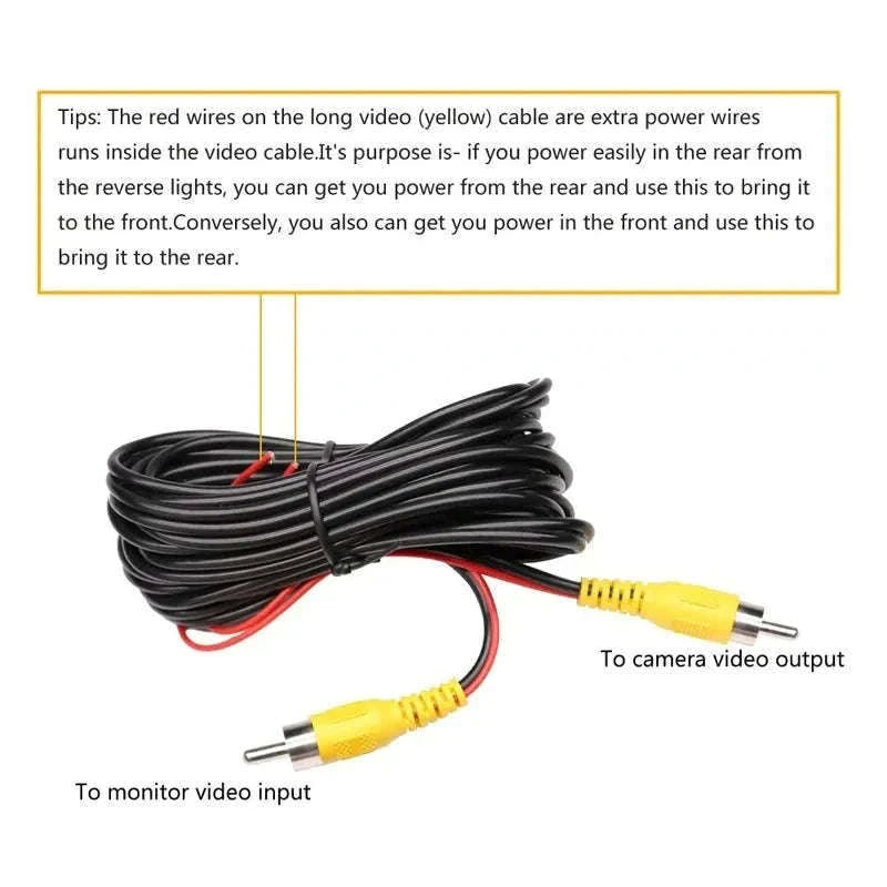RCA Video Cable for Car Rear Camera 6–20M Shielded Wire-Camera AV Cable / 10 Meters