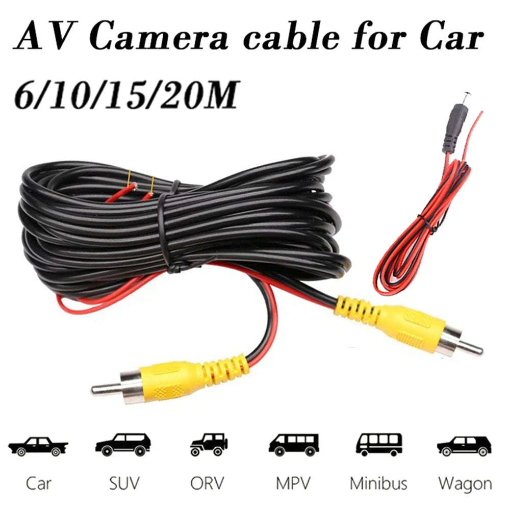 RCA Video Cable for Car Rear Camera 6–20M Shielded Wire-Camera AV Cable / 10 Meters
