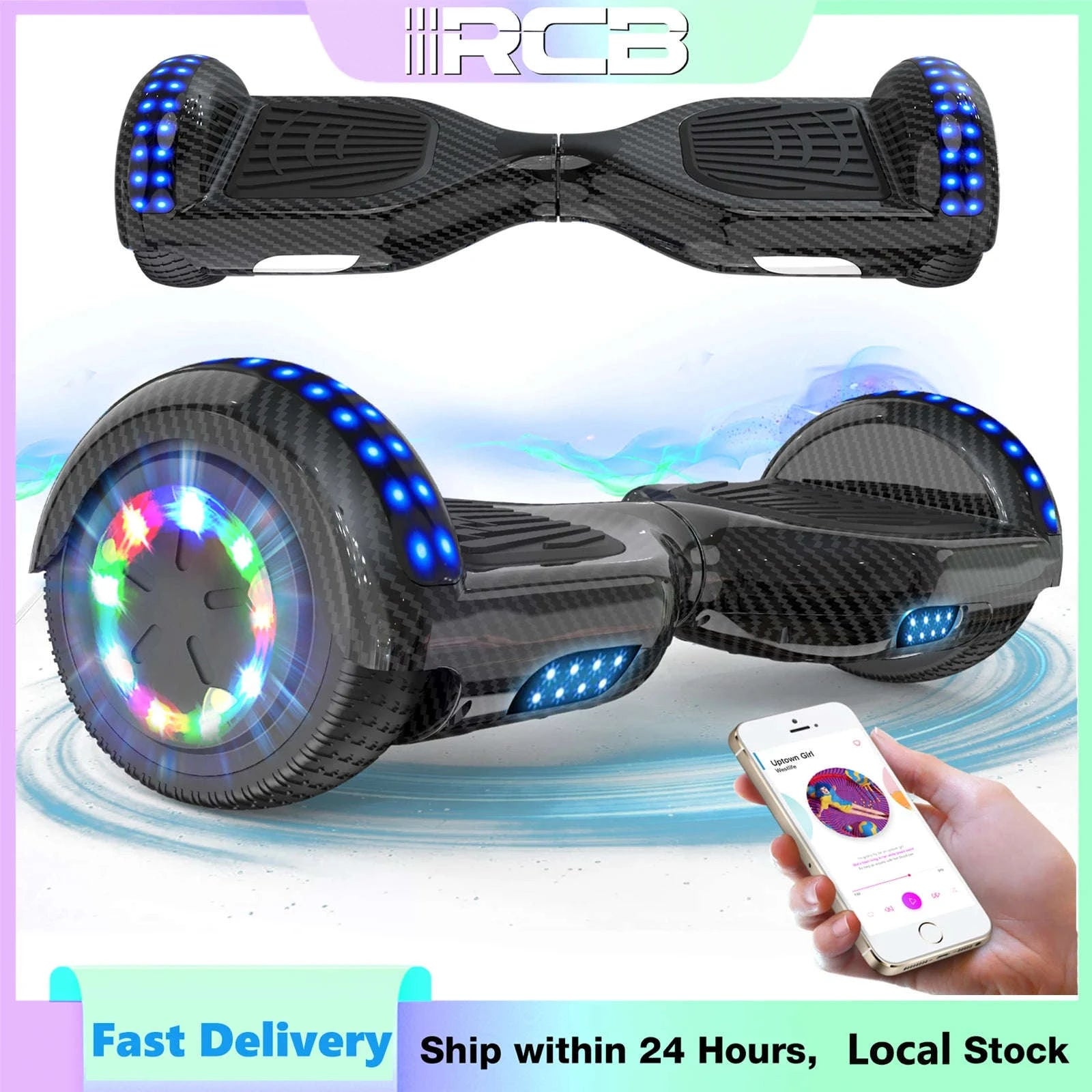 RCB Hoverboard with Bluetooth Speaker and LED Lights-Hip Hop / france