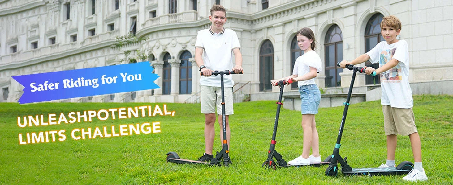 RCB Kids Electric Scooter R15 with Adjustable Height-Black-Red / GERMANY