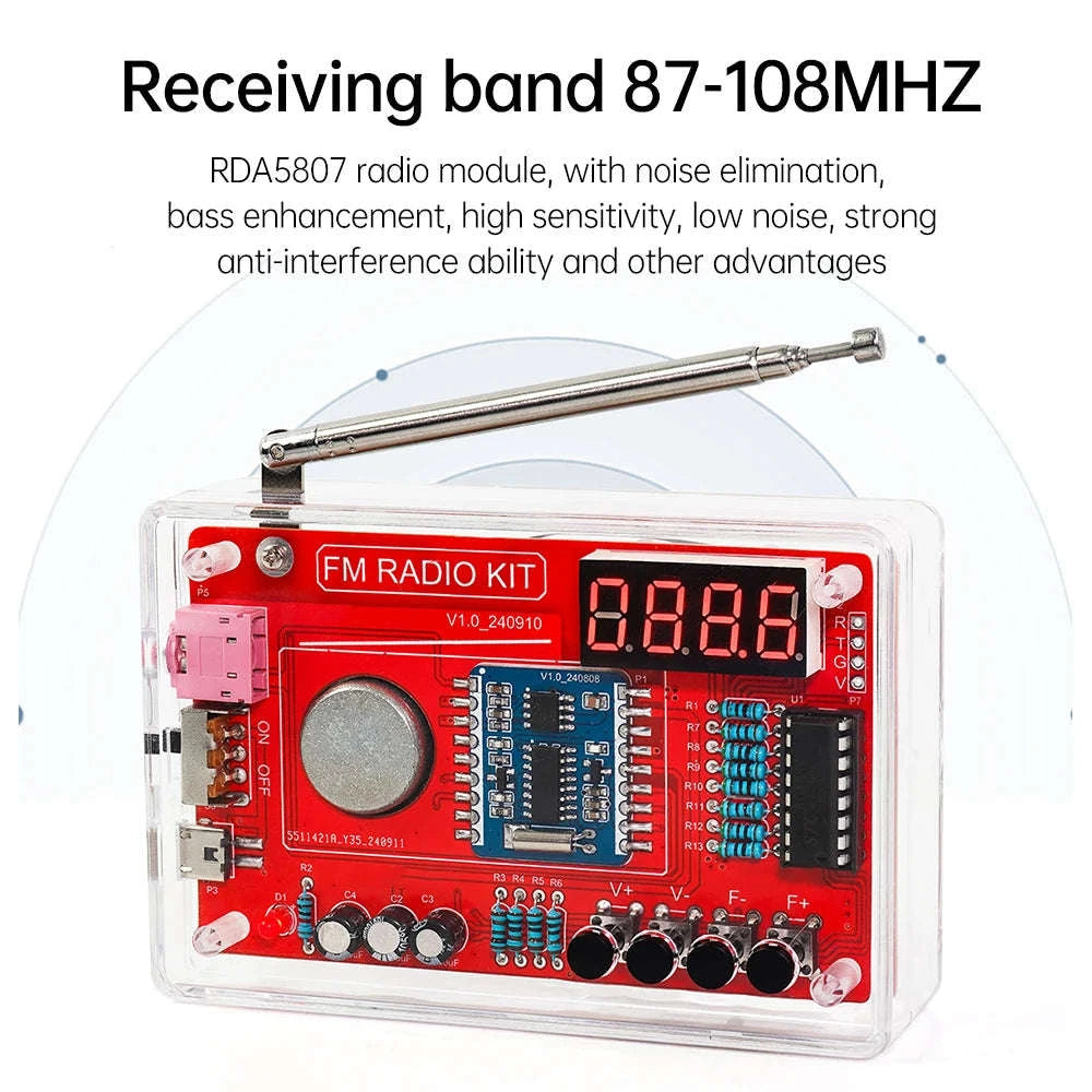 RDA5807 FM Radio DIY Soldering Kit-Display with housing