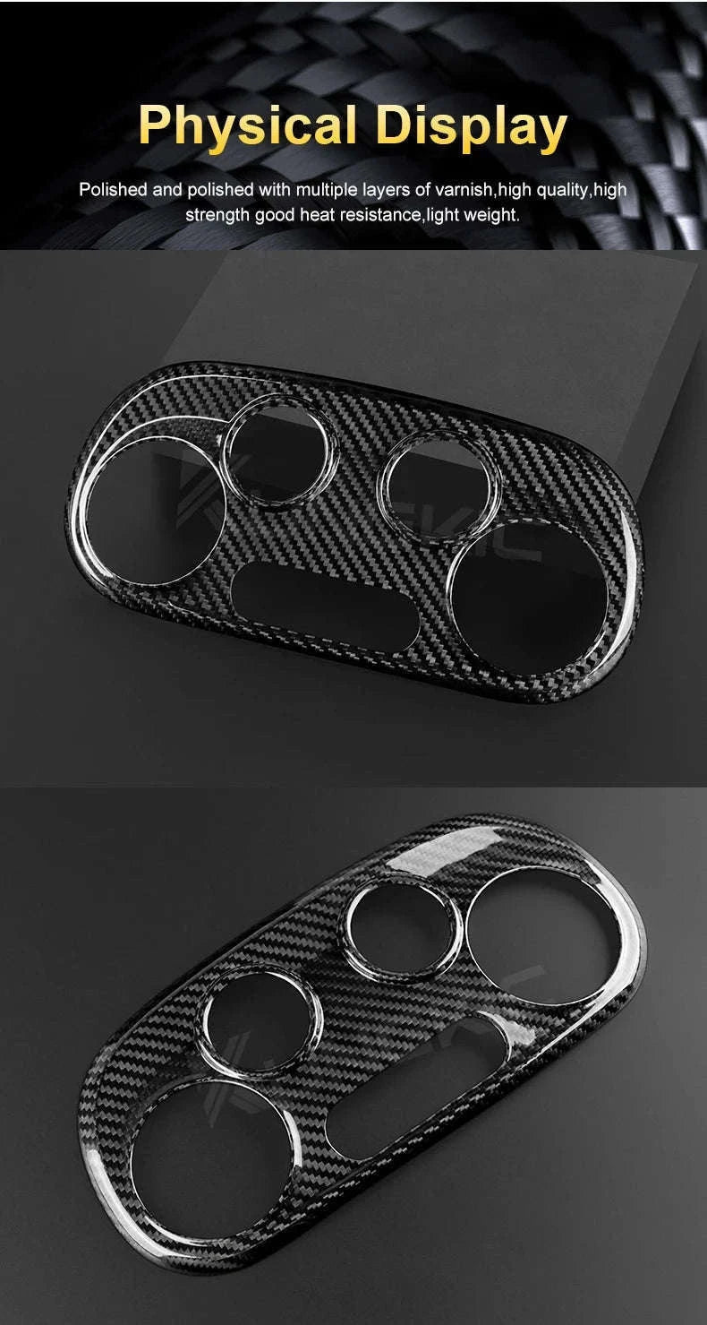 Real Carbon Fiber AC Climate Trim for Fiat 500 and Abarth 595-Black Carbon Fiber / Germany