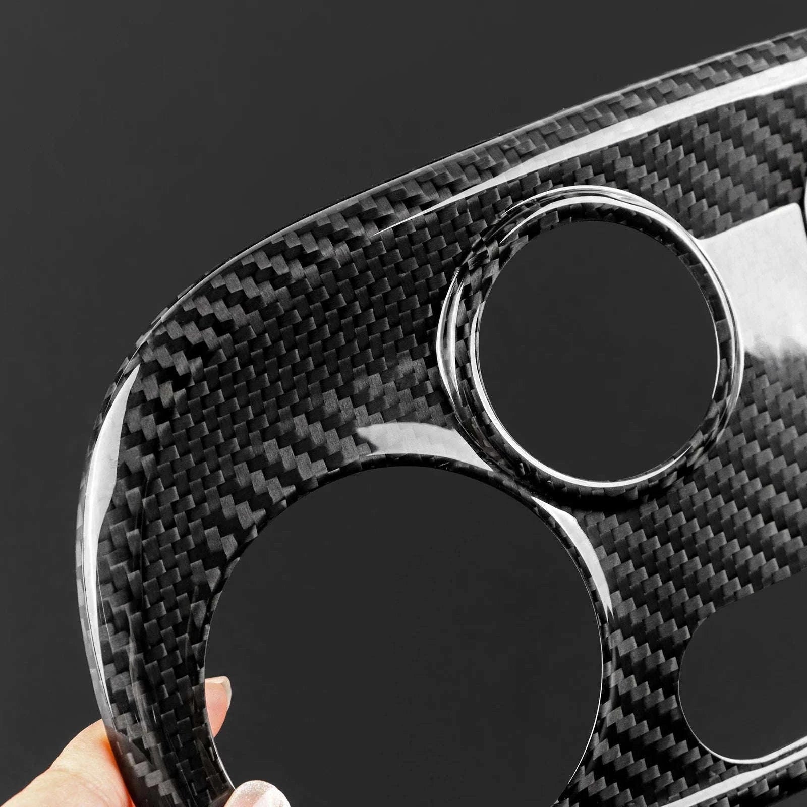 Real Carbon Fiber AC Climate Trim for Fiat 500 and Abarth 595-Black Carbon Fiber / Germany