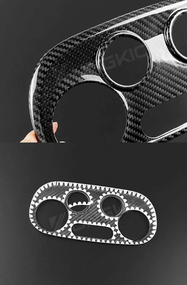 Real Carbon Fiber AC Climate Trim for Fiat 500 and Abarth 595-Black Carbon Fiber / Germany