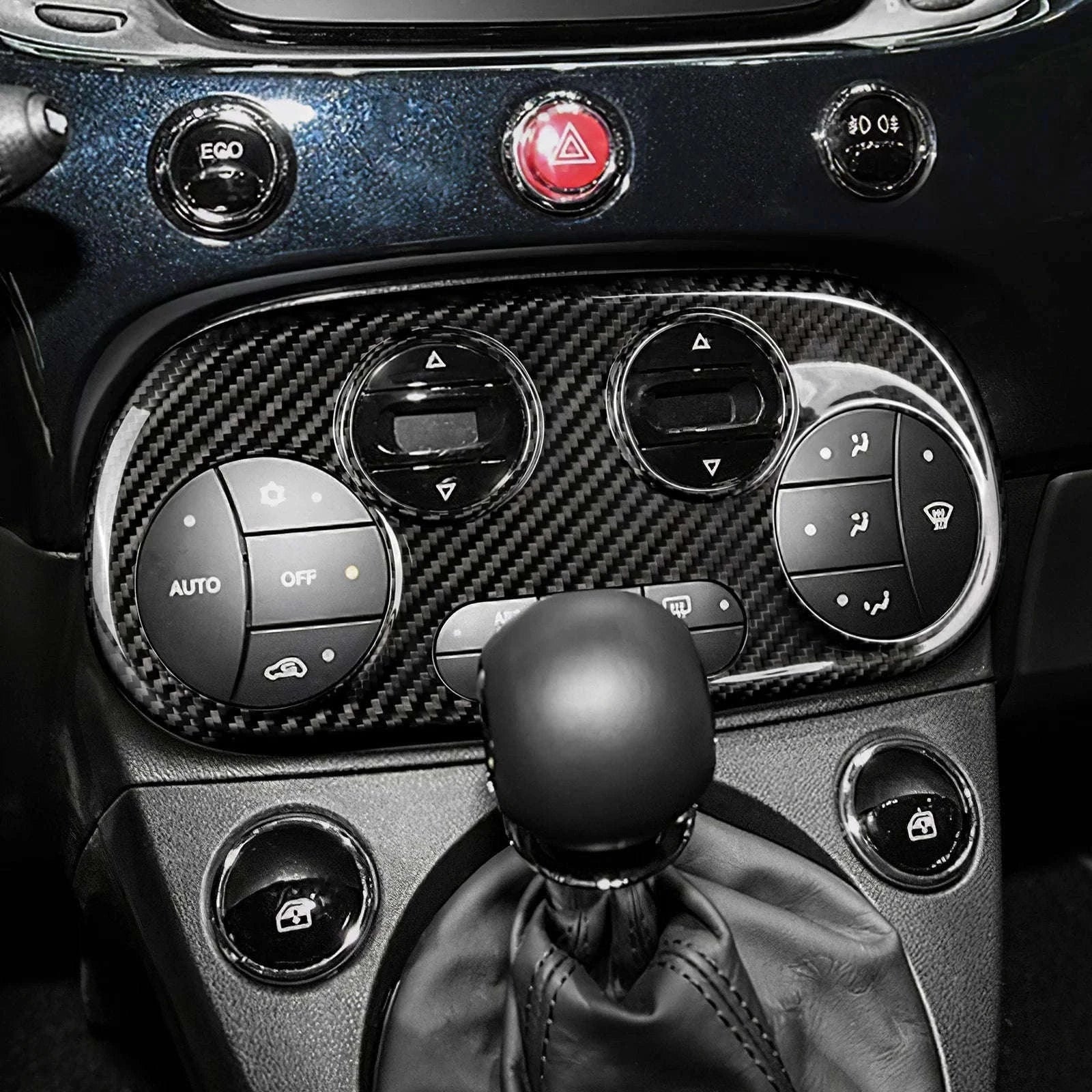 Real Carbon Fiber AC Climate Trim for Fiat 500 and Abarth 595-Black Carbon Fiber / Germany