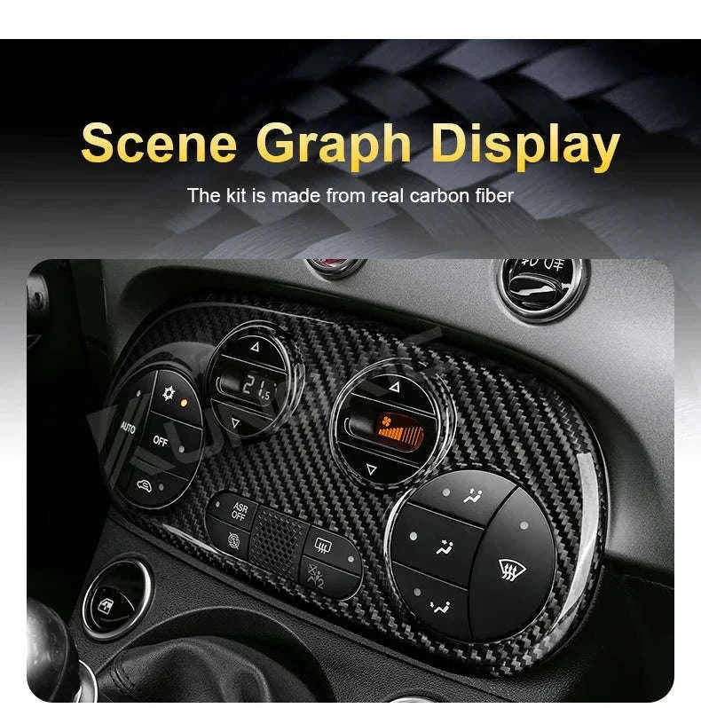 Real Carbon Fiber AC Climate Trim for Fiat 500 and Abarth 595-Black Carbon Fiber / Germany