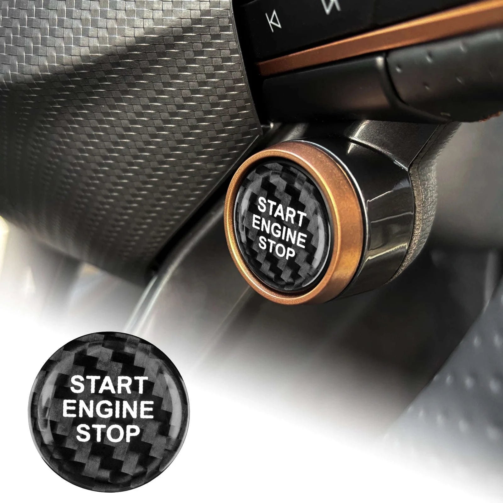 Real Dry Carbon Fiber Start Stop Cover for Cupra and Seat-Black Carbon Fiber / Germany