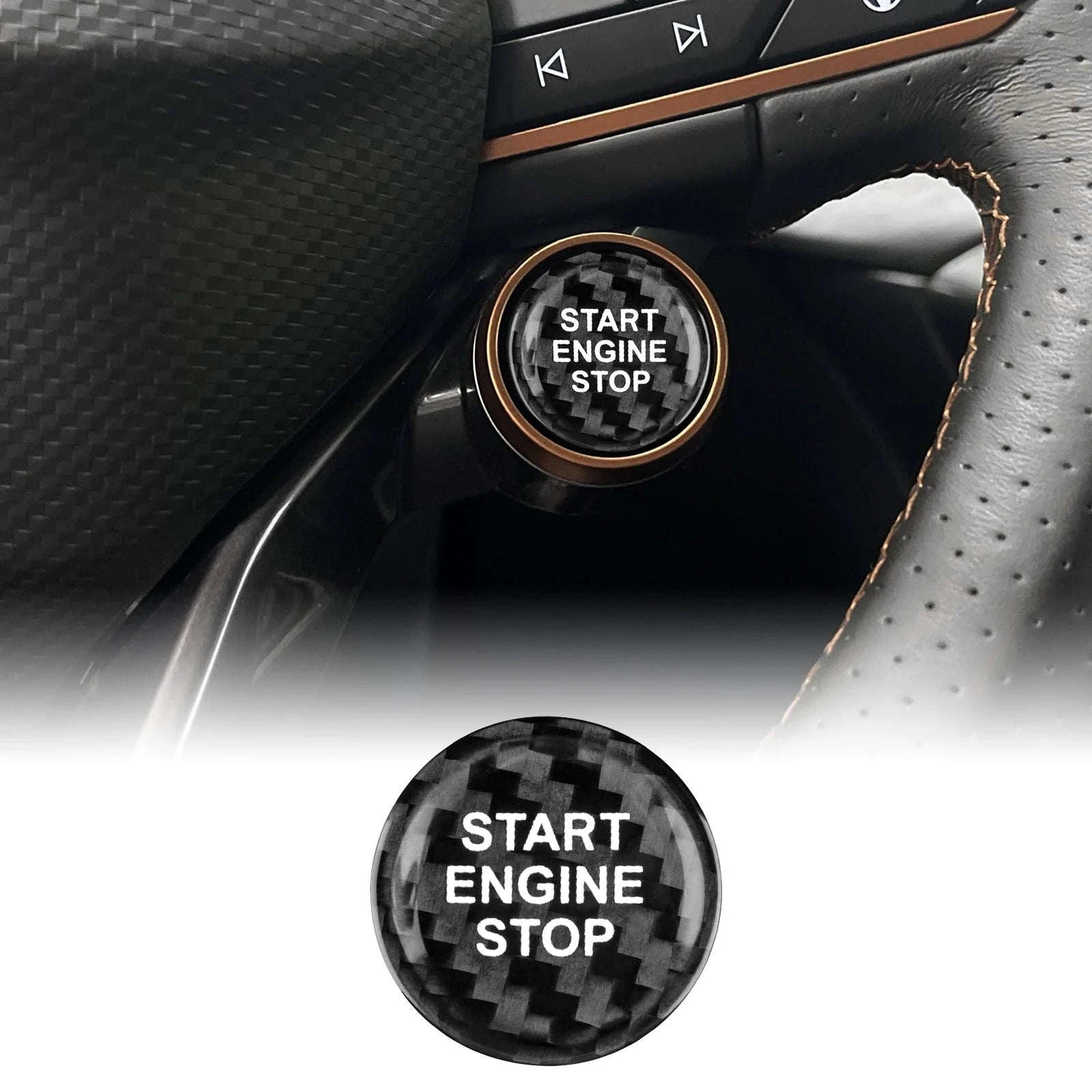 Real Dry Carbon Fiber Start Stop Cover for Cupra and Seat-Black Carbon Fiber / Germany