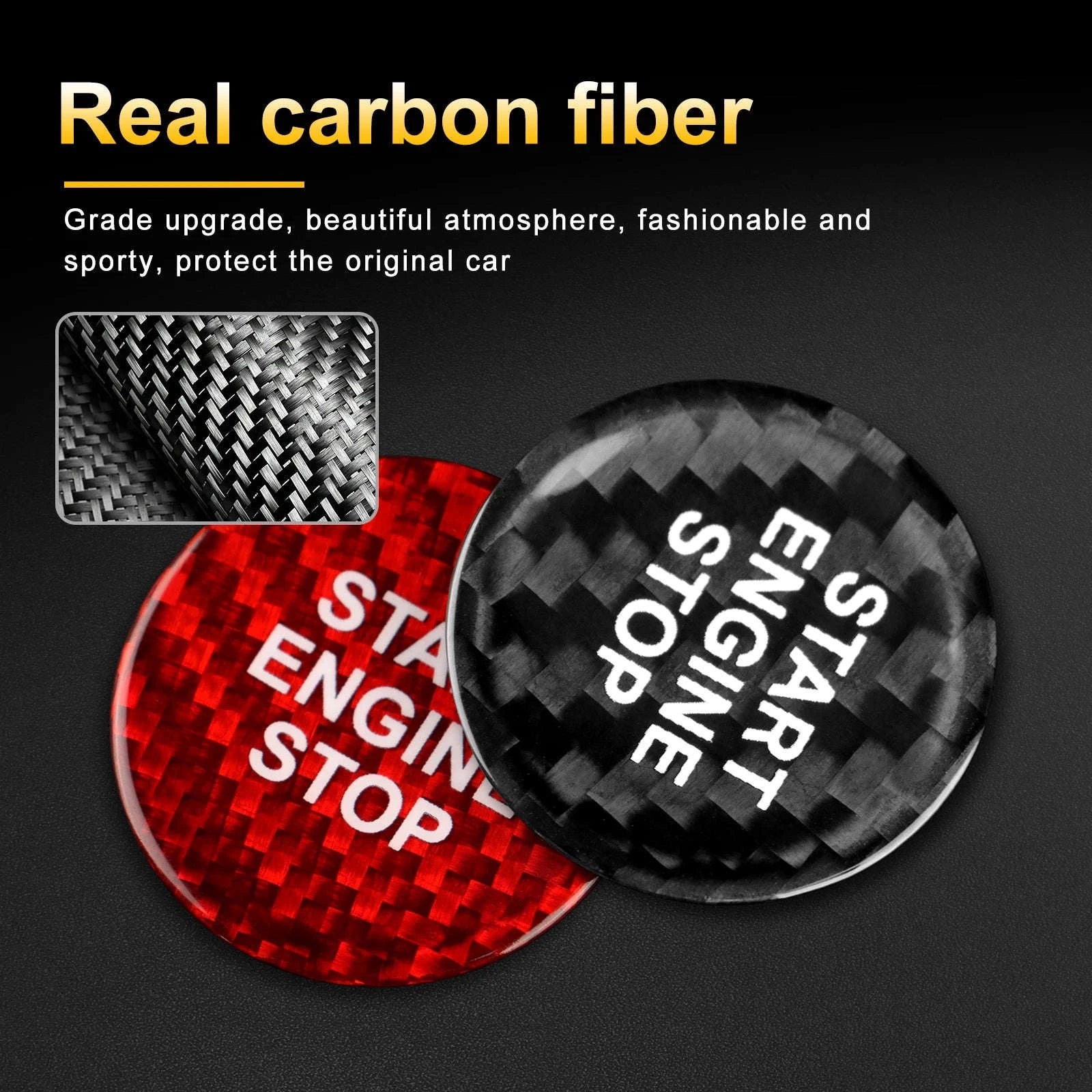 Real Dry Carbon Fiber Start Stop Cover for Cupra and Seat-Black Carbon Fiber / Germany