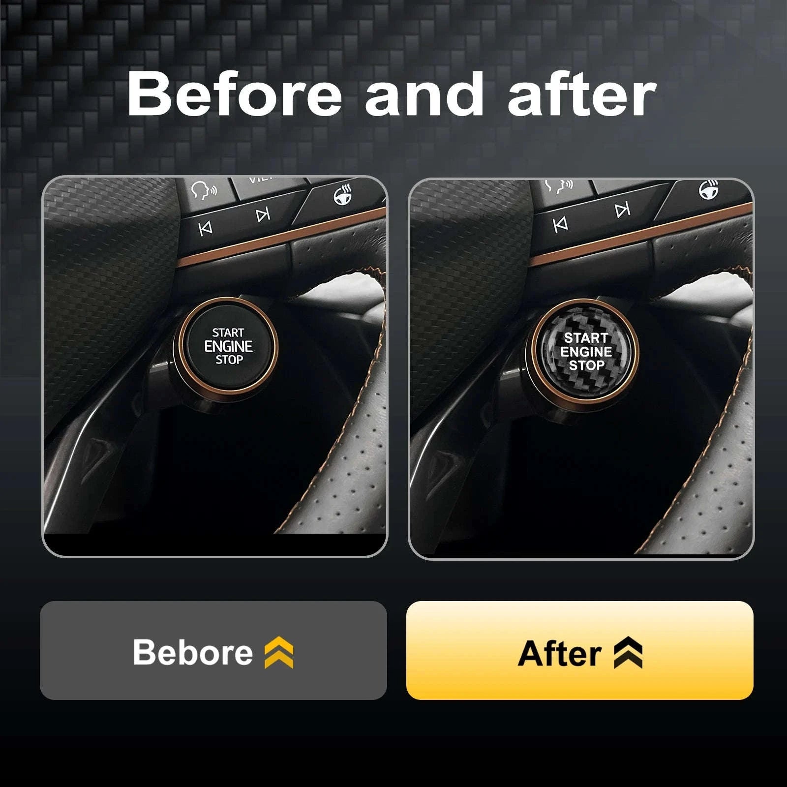 Real Dry Carbon Fiber Start Stop Cover for Cupra and Seat-Black Carbon Fiber / Germany