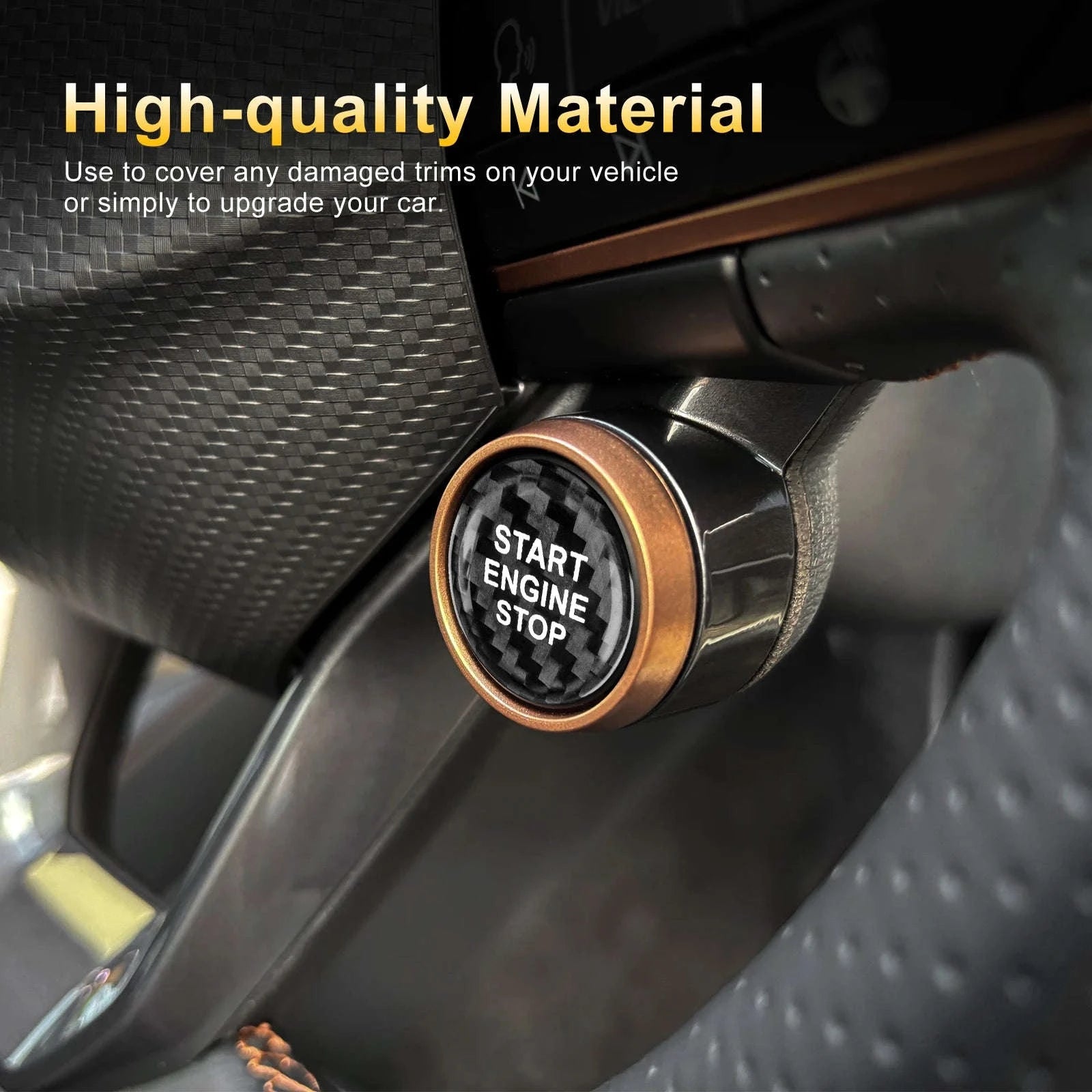 Real Dry Carbon Fiber Start Stop Cover for Cupra and Seat-Black Carbon Fiber / Germany