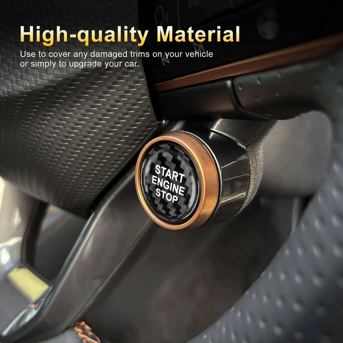 Real Dry Carbon Fiber Start Stop Cover for Cupra and Seat-Black Carbon Fiber / Germany