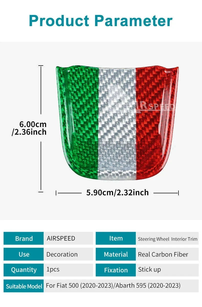 Real Hard Carbon Fiber Bottom Trim for Fiat 500 Abarth 595 2020-2023-Bottom Tricolor / Germany
