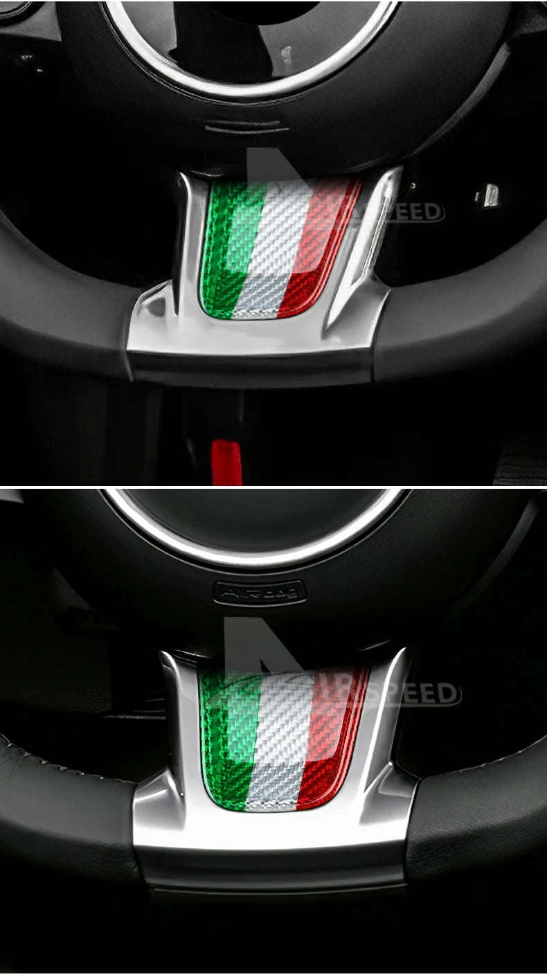 Real Hard Carbon Fiber Bottom Trim for Fiat 500 Abarth 595 2020-2023-Bottom Tricolor / Germany