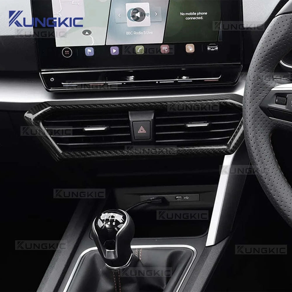 Real Hard Carbon Fiber Center Console Air Outlet Trim for Cupra Leon-Black Carbon Fiber / Germany