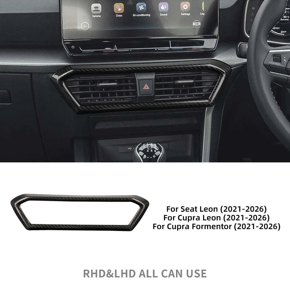 Real Hard Carbon Fiber Center Console Air Outlet Trim for Cupra Leon-Black Carbon Fiber / Germany