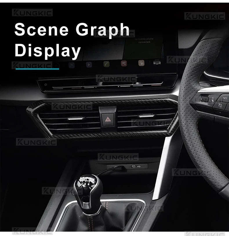 Real Hard Carbon Fiber Center Console Air Outlet Trim for Cupra Leon-Black Carbon Fiber / Germany