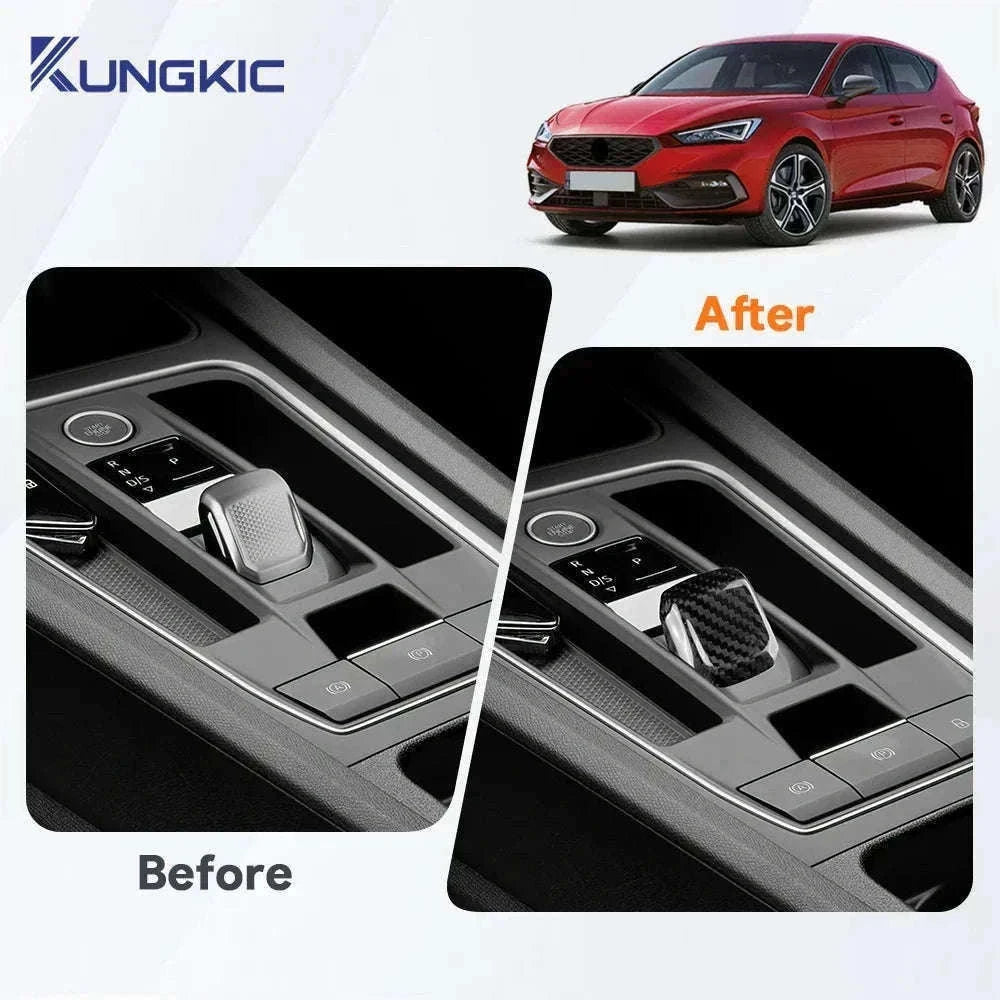 Real Hard Carbon Fiber Gear Shift Knob Trim for Seat/Cupra-Black Carbon Fiber / Germany