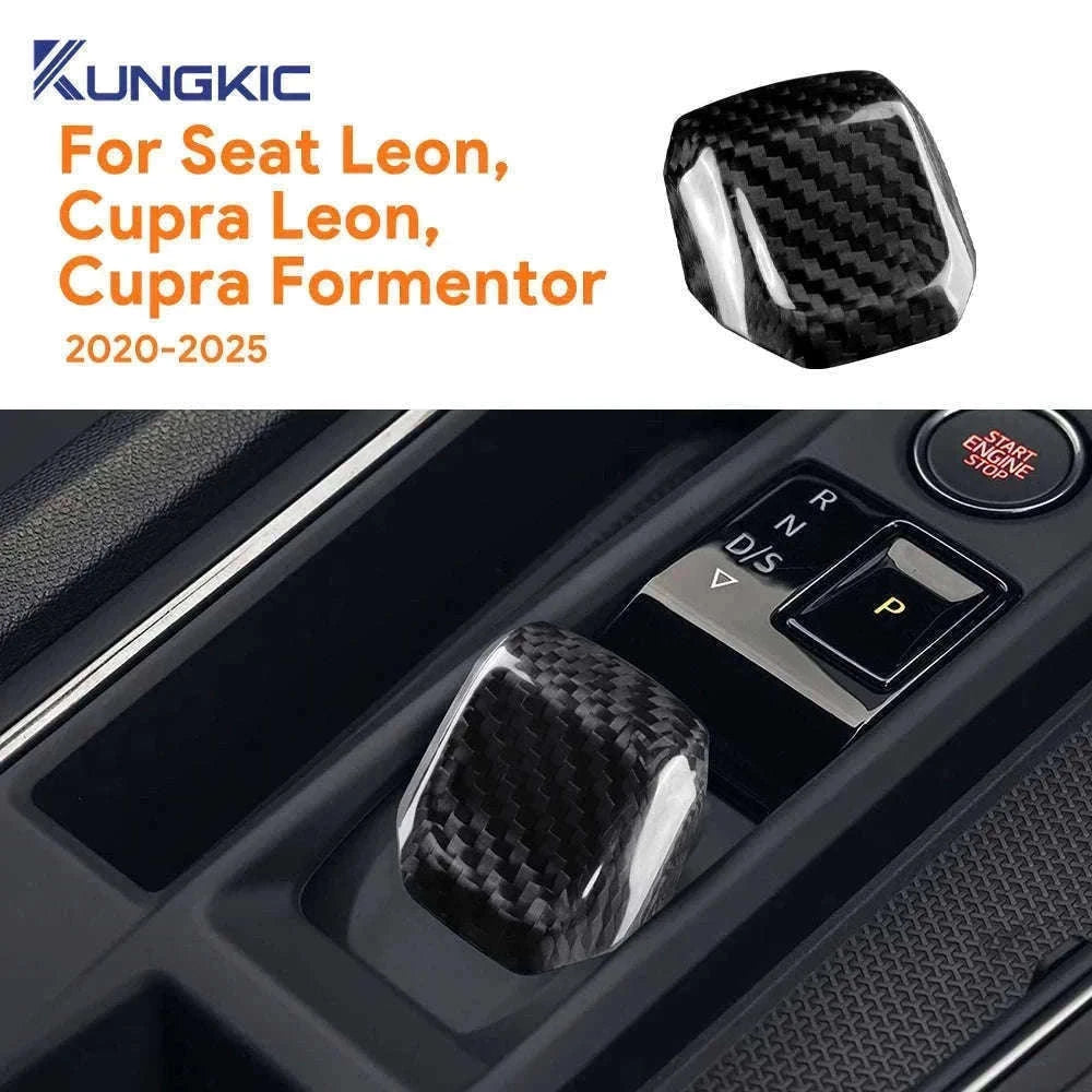 Real Hard Carbon Fiber Gear Shift Knob Trim for Seat/Cupra-Black Carbon Fiber / Germany