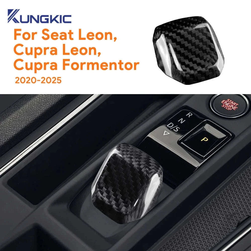 Real Hard Carbon Fiber Gear Shift Knob Trim for Seat/Cupra-Black Carbon Fiber / Germany