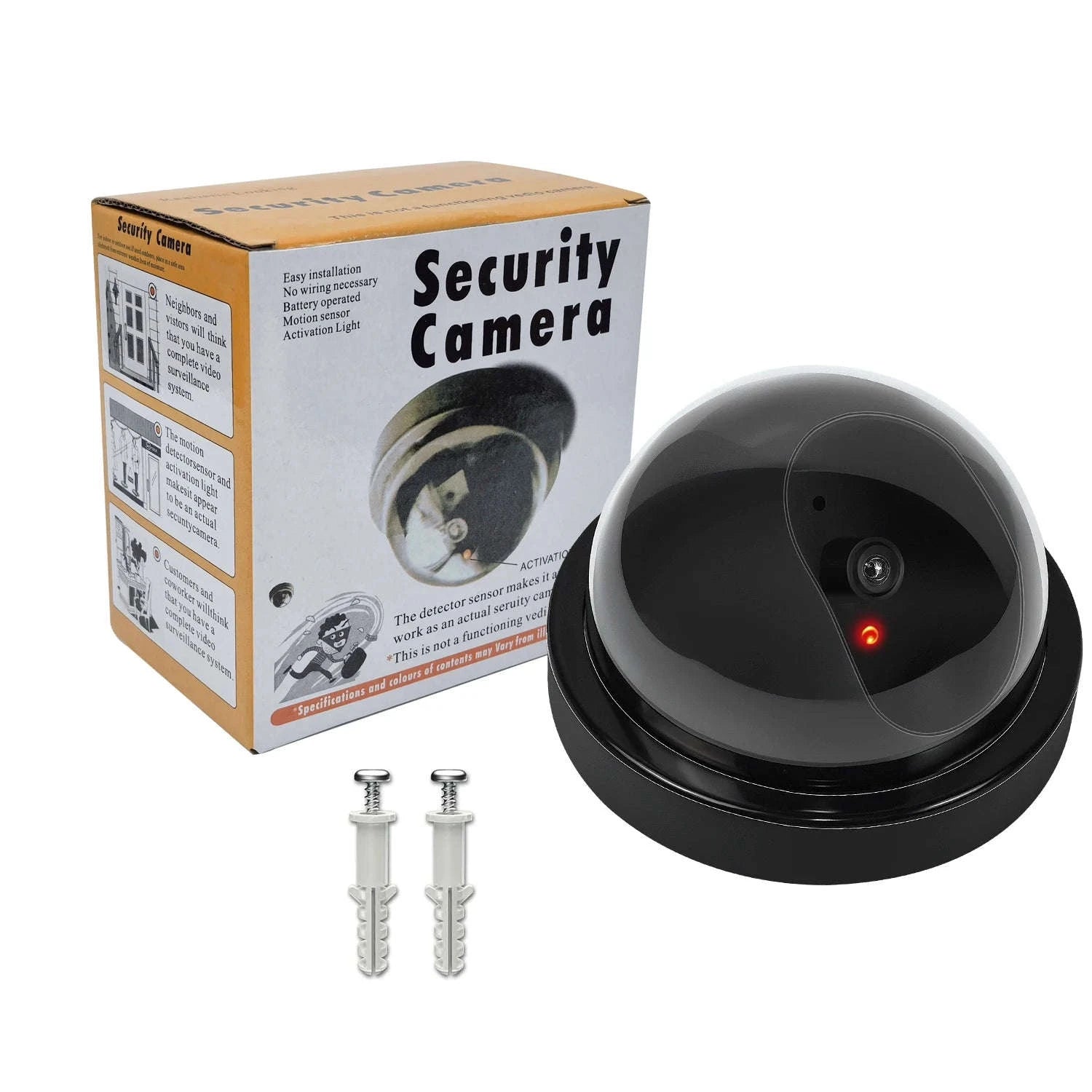 Realistic Dummy Security Camera with Flashing LED Deterrent-Black