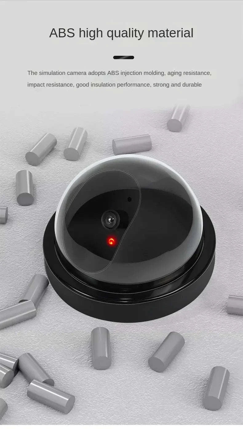 Realistic Dummy Security Camera with Flashing LED Deterrent-Black