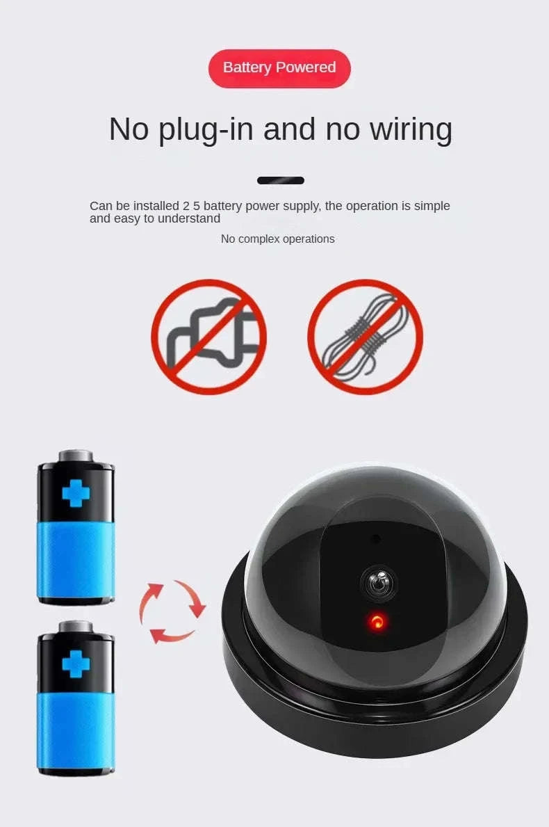 Realistic Dummy Security Camera with Flashing LED Deterrent-Black