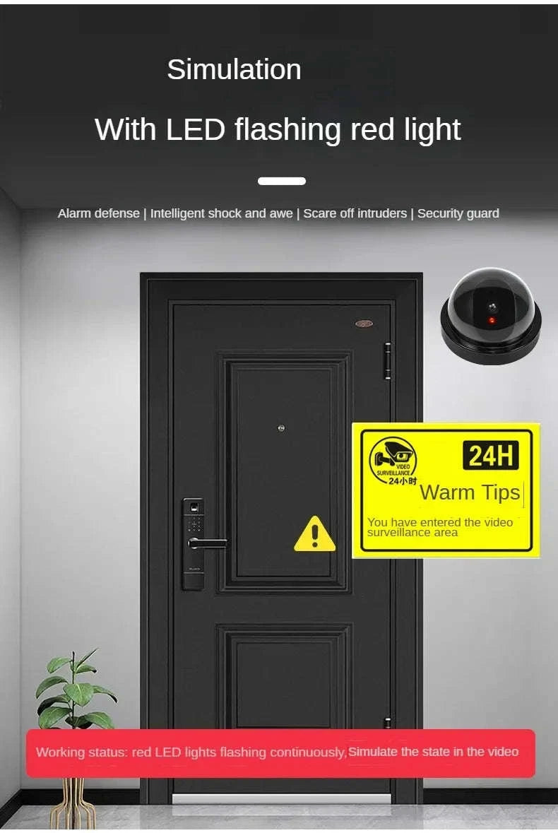 Realistic Dummy Security Camera with Flashing LED Deterrent-Black