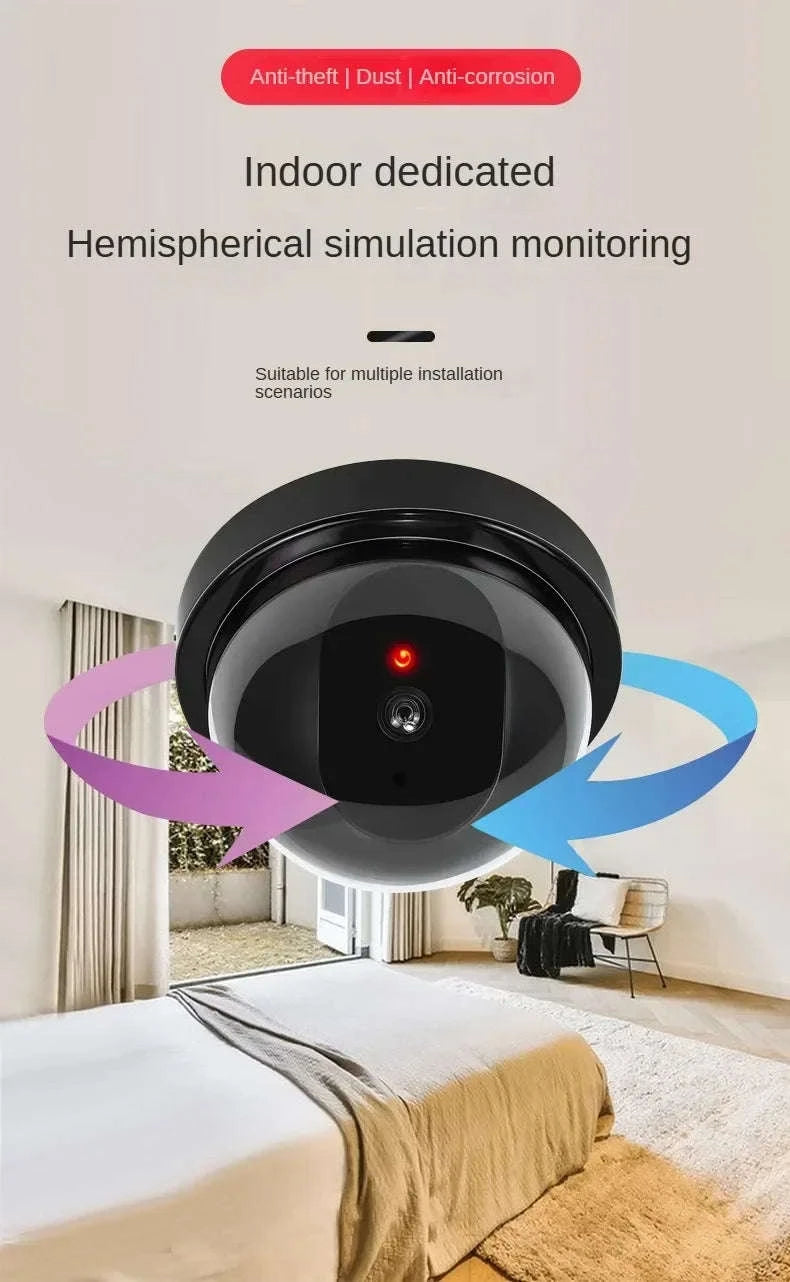 Realistic Dummy Security Camera with Flashing LED Deterrent-Black