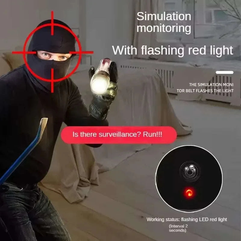 Realistic Dummy Security Camera with Flashing LED Deterrent-Black
