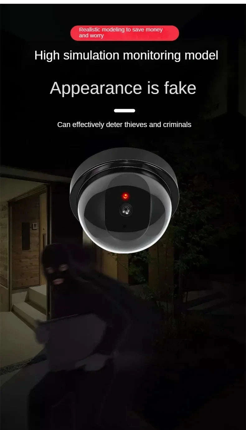 Realistic Dummy Security Camera with Flashing LED Deterrent-Black